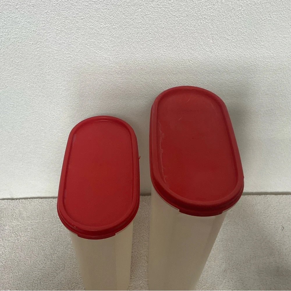 Set of 2 Tupperware Modular mates pantry storage food red lid kitchen organizer